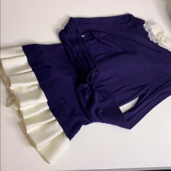 Plastic Island Private School Lace Detail peek a boo navy blue Cardigan - Picture 8 of 8